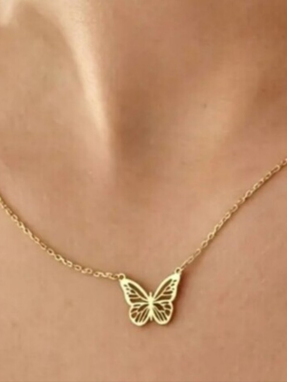 Gold Butterfly Pendant Necklace - Picture 3 of 3